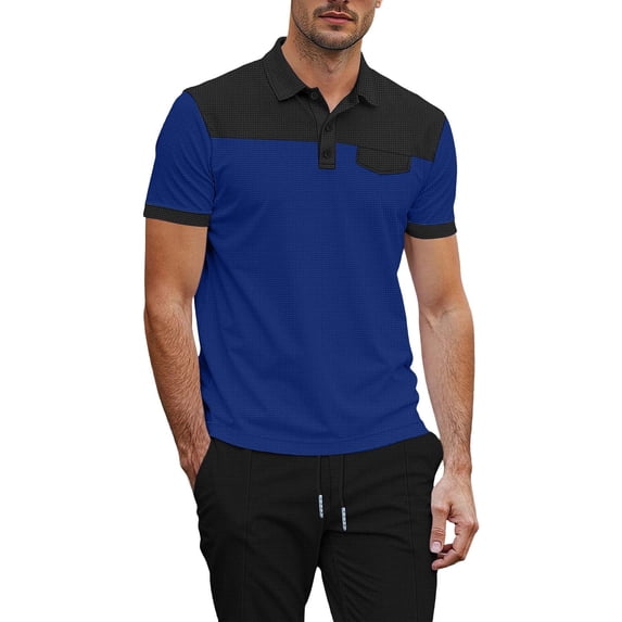 Klisyaur Mens Color Block Shirts Collared Casual Fashion Comfortable Breathable Summer Business Tops with Button