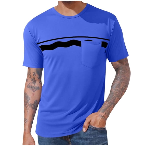Klisyaur Mens Color Block Shirts Short Sleeve Lightweight Fashion Breathable Casual Tops Summer Work Tee
