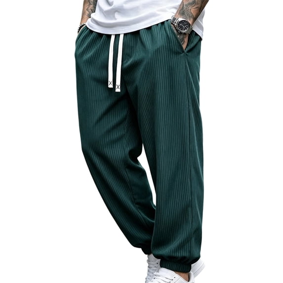 Klisyaur Mens Joggers Pant Elastic Waist Drawstring Workout Sports Trousers Casual Loose Solid Color Pants with Pockets