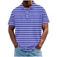thumbnail image 1 of Klisyaur Mens Striped Blouses Short Sleeve Summer Ligthweight Casual Clothes Button Collared Tee Classic Tops, 1 of 5
