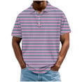 thumbnail image 1 of Klisyaur Mens Striped Blouses Short Sleeve Summer Ligthweight Casual Clothes Button Collared Tee Classic Tops, 1 of 5