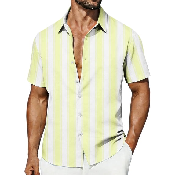 Klisyaur Mens Summer Shirts Button down Short Sleeve Causal Athletic Vintage Beach Vacation Business Tee Tops S-5XL