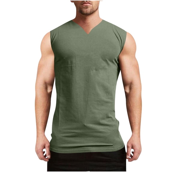Klisyaur Mens V Neck Tank Casual Sports Gym Workout Summer Sleeveless Shirt Breathable Lightweight Tee Tops