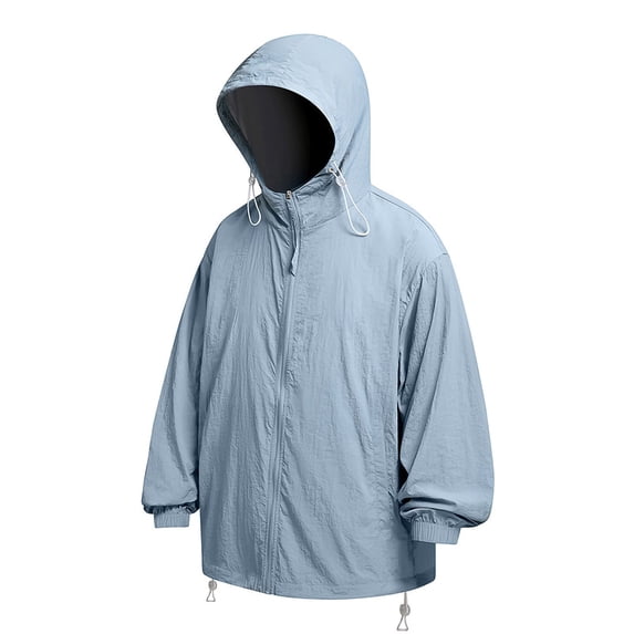 Klisyaur Sun Protection Shirt for Mens Long Sleeve Hooded Breathable Fashion Spring Summer Top Zipper down Tee