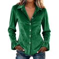 thumbnail image 1 of Klisyaur Womens Button Down Jackets Velvet Collared Long Sleeve Slim Cardigans Casual Trendy Comfy Fall Winter Tops, 1 of 7