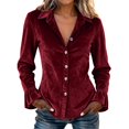 thumbnail image 1 of Klisyaur Womens Button Down Jackets Velvet Collared Long Sleeve Slim Cardigans Casual Trendy Comfy Fall Winter Tops, 1 of 7
