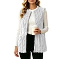 thumbnail image 1 of Klisyaur Womens Fleece Vest Sleeveless Crew Neck Open Front Casual Jackets Loose Outerwear Work Comfy Soft Warm Jacket, 1 of 8