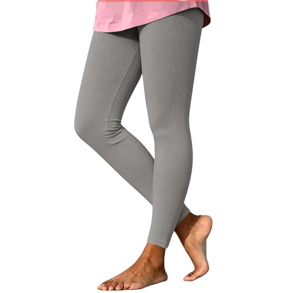 Klisyaur Womens Leggings Ribbed Knit Elastic High Waist Fall Winter Cozy Tights Stretch Casual Comfy Sport Yoga Pants