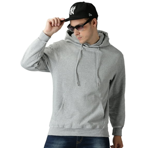 Klizzer Luxury 100% Cotton Hoodies for Men - Rich Fabric, Soft & Comfortable, GREY MELANGE (Sizes S-2XL)
