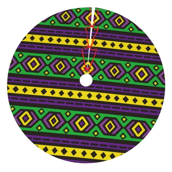 Kll 30" Christmas Tree Skirt Carnival Mardi Gras Xmas Tree Skirts Mat For New Year Xmas Holiday Party Indoor Outdoor Home Decoration