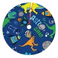 thumbnail image 1 of Kll 30" Christmas Tree Skirt Dinosaur In Space Xmas Tree Skirts Mat For New Year Xmas Holiday Party Indoor Outdoor Home Decoration, 1 of 9