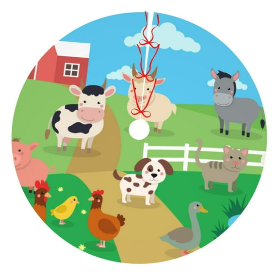 KLL 30" Christmas Tree Skirt Farm Animals Xmas Tree Skirts Mat for New Year Xmas Holiday Party Indoor Outdoor Home Decoration