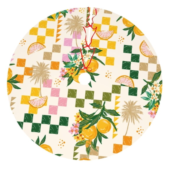 Kll 30" Christmas Tree Skirt Fruit Xmas Tree Skirts Mat For New Year Xmas Holiday Party Indoor Outdoor Home Decoration