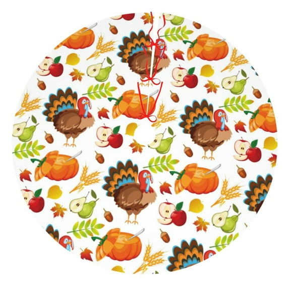 Kll 30" Christmas Tree Skirt Thanksgiving Turkey Xmas Tree Skirts Mat For New Year Xmas Holiday Party Indoor Outdoor Home Decoration