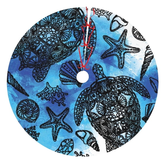 Kll 30" Christmas Tree Skirt Turtle Xmas Tree Skirts Mat For New Year Xmas Holiday Party Indoor Outdoor Home Decoration