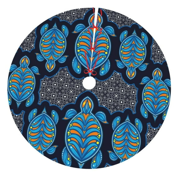 Kll 30" Christmas Tree Skirt Turtle Xmas Tree Skirts Mat For New Year Xmas Holiday Party Indoor Outdoor Home Decoration