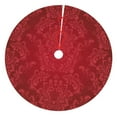 thumbnail image 1 of Kll 30" Christmas Tree Skirt Vintage Burgundy Xmas Tree Skirts Mat For New Year Xmas Holiday Party Indoor Outdoor Home Decoration, 1 of 9