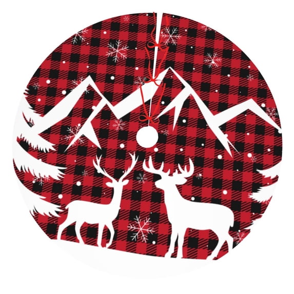 Kll 36" Christmas Tree Skirt Christmas Buffalo Plaid Xmas Tree Skirts Mat For New Year Xmas Holiday Party Indoor Outdoor Home Decoration