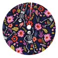 thumbnail image 1 of Kll 36" Christmas Tree Skirt Dancing Skeletons Floral Garden Xmas Tree Skirts Mat For New Year Xmas Holiday Party Indoor Outdoor Home Decoration, 1 of 9
