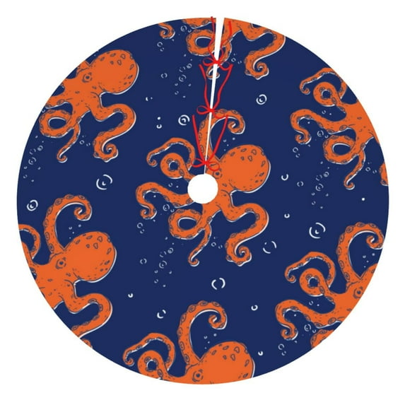 Kll 36" Christmas Tree Skirt Octopus Xmas Tree Skirts Mat For New Year Xmas Holiday Party Indoor Outdoor Home Decoration