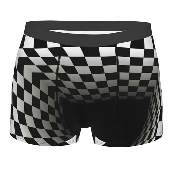 Kll 3d Black And White Checkerboard Tunnel Men'S Cotton Boxer Briefs Underwear-Large