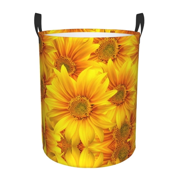 Kll 3d Sunflowers Waterproof Foldable Laundry Hamper Bucket With Handles For Storage Bin,Kids Room,Home Organizer (Small)