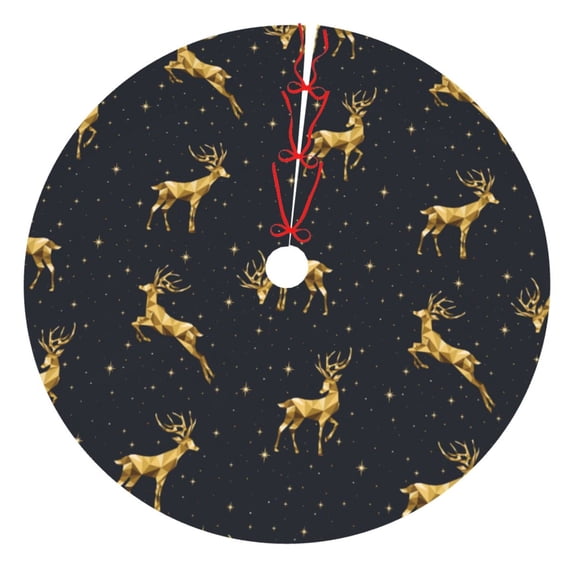Kll 48" Christmas Tree Skirt Christmas Deers Xmas Tree Skirts Mat For New Year Xmas Holiday Party Indoor Outdoor Home Decoration