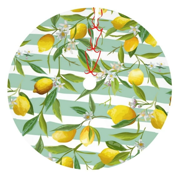 Kll 48" Christmas Tree Skirt Lemon Xmas Tree Skirts Mat For New Year Xmas Holiday Party Indoor Outdoor Home Decoration