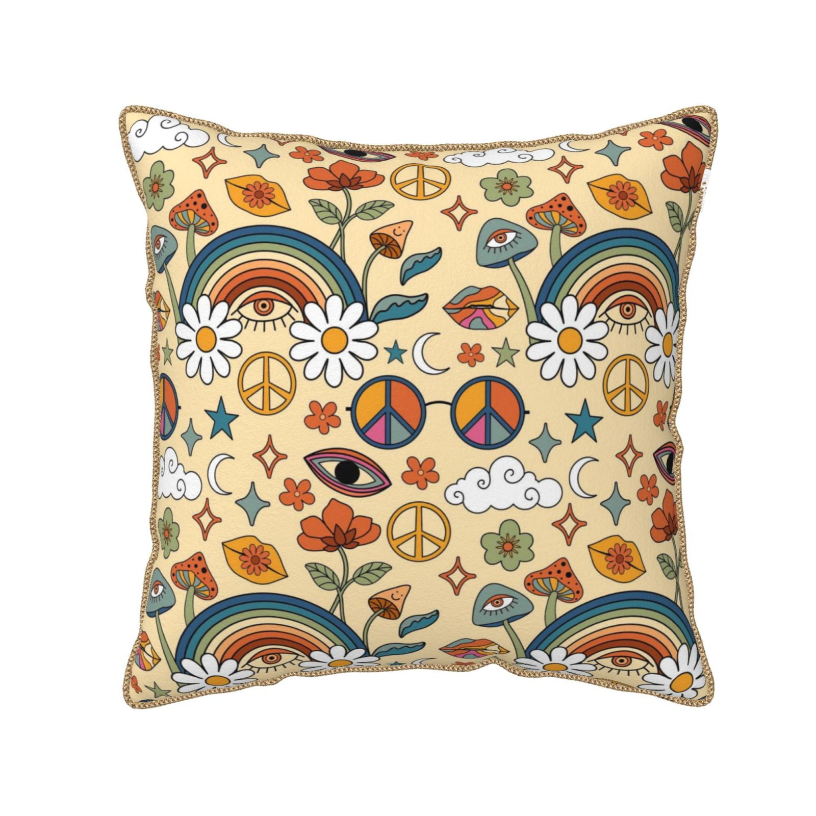 Kll 70s Hippie Style Decorative Throw Pillow Covers Velvet Soft For ...
