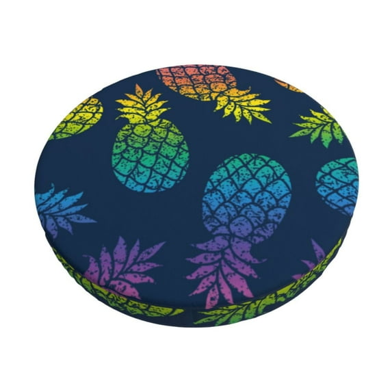 Kll Abstract Bright Pineapple Fruit Retro Round Bar Chair Cushion Cover 14 Inch,Bar Stool Protector With Elastic, Soft Washable