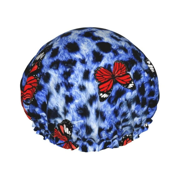 Kll Abstract Colorful Butterflies Pattern Shower Cap & Bath Cap For Women,Reversible Oversized Waterproof Shower Caps For All Hair Lengths,Elastic Reusable Bathing Hair Cap