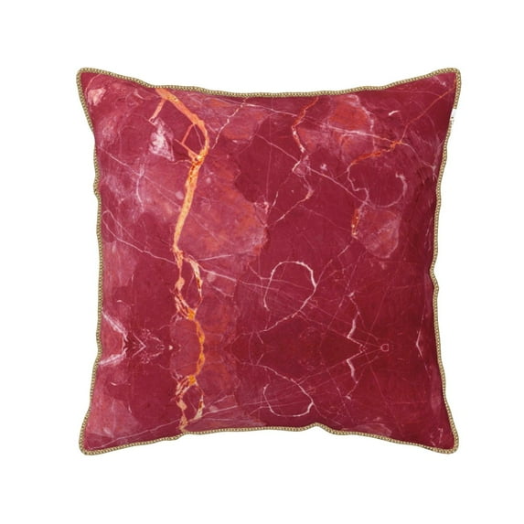 Kll Abstract Red Marble Decorative Throw Pillow Covers Velvet Soft For Couch Sofa Bedroom Living Room Outdoor -16"X16"