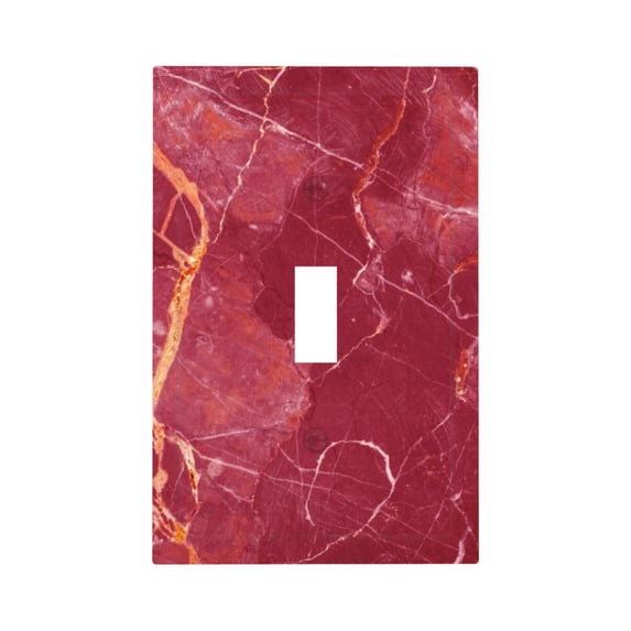 Kll Abstract Red Marble Wall Plate,Gloss Finish,Standard Size 1 - 5" X 3", Polycarbonate Thermoplastic,Electric Receptacle Plug Covers