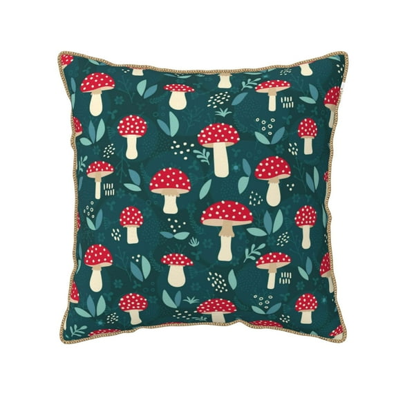 Kll Amanita Mushroom Decorative Throw Pillow Covers Velvet Soft For Couch Sofa Bedroom Living Room Outdoor -16"X16"