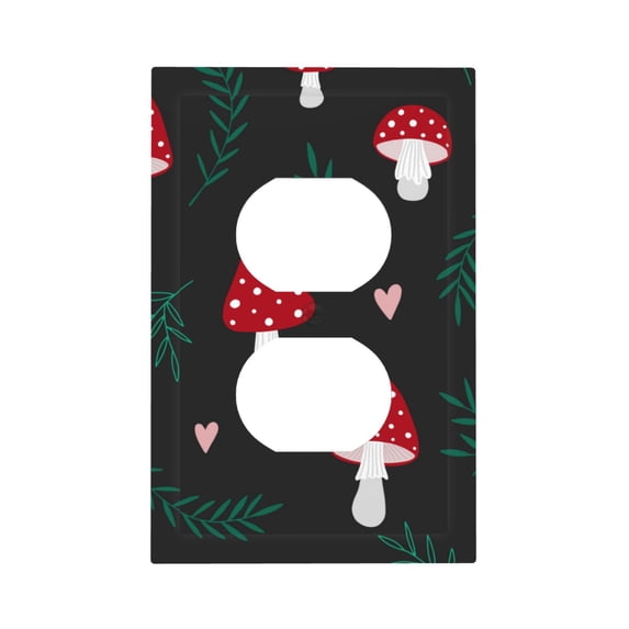 Kll Amanita Mushroom Wall Plate,Gloss Finish,Standard Size 1 - 5" X 3", Polycarbonate Thermoplastic,Electric Receptacle Plug Covers