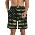 thumbnail image 1 of Kll American Flag Camo Men'S Casual Summer Beach Shorts Hawaiian Shorts With Pockets-Xx-Large, 1 of 9