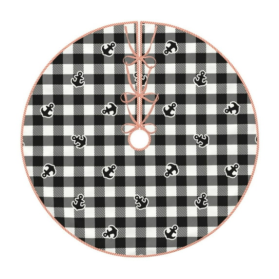 Kll Anchor Black Tartan Plaid Christmas Tree Skirt 30",Party Decorations Farmhouse For Christmas Decorations Holiday Party