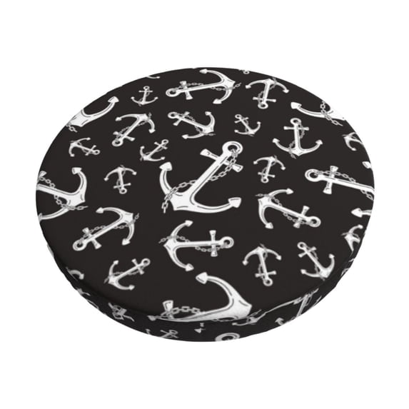 Kll Anchor Round Bar Chair Cushion Cover 13 Inch,Bar Stool Protector With Elastic, Soft Washable