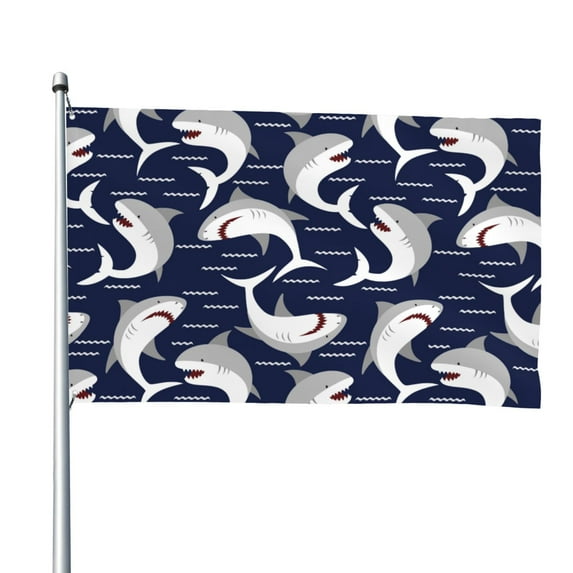 Kll Angry Shark Flag 4x6 Ft Parade Party Flag Outdoor Flag Decorative Flag Banner Flags Garden Flag Home House Flags