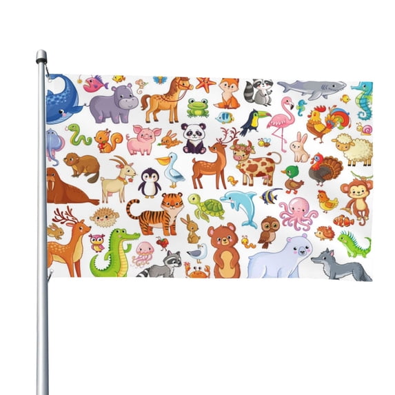 Kll Animal Cartoon Style Flag 4x6 Ft Parade Party Flag Outdoor Flag ...