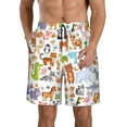 thumbnail image 1 of Kll Animal Cartoon Style Men'S Casual Summer Beach Shorts Hawaiian Shorts With Pockets-X-Large, 1 of 9