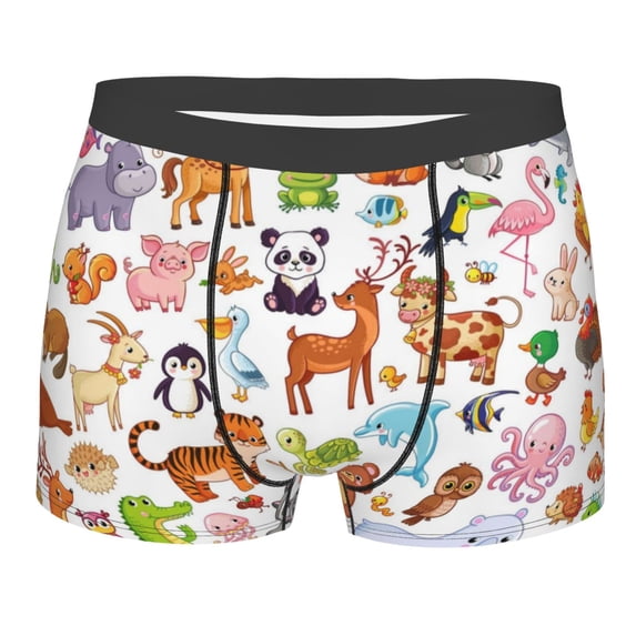 Kll Animal Cartoon Style Men'S Cotton Boxer Briefs Underwear-Large