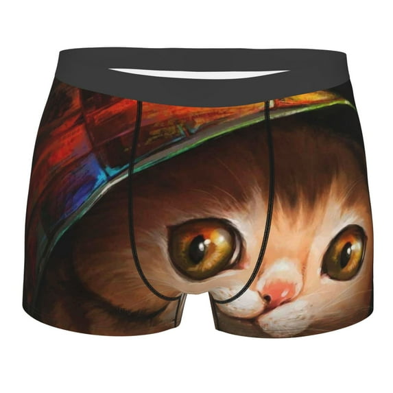 Kll Animal Cat Men'S Cotton Boxer Briefs Underwear-X-Large
