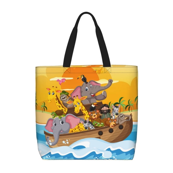 Kll Animals On Noah'S Ark1 Pattern Aesthetic Tote Bag For Women Beach Bag Shopping Bags Shoulder Bag Reusable Grocery Bags