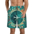 thumbnail image 1 of KLL Around The Planet Men's Casual Summer Beach Shorts Hawaiian Shorts with Pockets-X-Large, 1 of 5