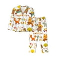 thumbnail image 1 of Kll Autumn Forest Animals Print Women'S Long Sleeve Pajamas With Pants Sleepwear Loungewear 2 Set-Large, 1 of 9