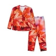 thumbnail image 1 of Kll Autumn Maple Leaves Print Women'S Long Sleeve Pajamas With Pants Sleepwear Loungewear 2 Set-Xx-Large, 1 of 9