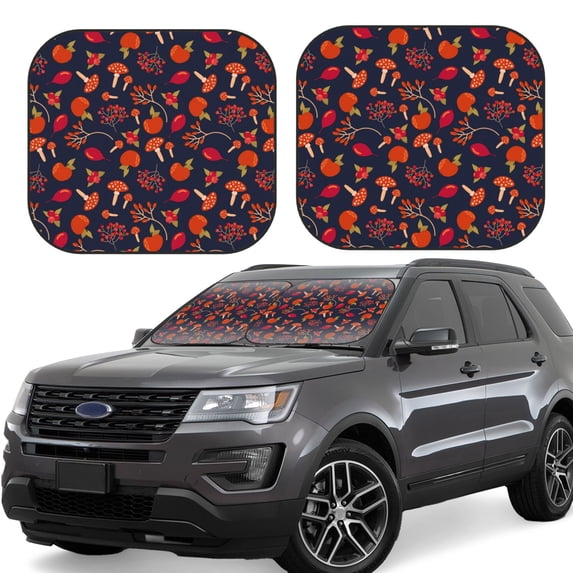Kll Autumnal Forest Windshield Sun Shade 2-Piece Foldable Car Front Window Sunshade For Most Sedans Suv Truck - Auto Sun Blocker Visor Protector Blocks Max Uv Rays - Medium