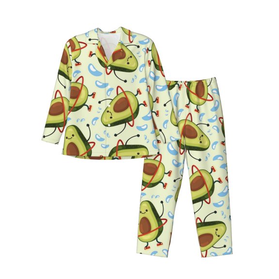 Kll Avocado Doing Sport Sleepwear Mens Flannel Pajamas,Long Cotton Pj Set
