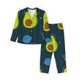 thumbnail image 1 of Kll Avocado In Space Print Women'S Long Sleeve Pajamas With Pants Sleepwear Loungewear 2 Set-Medium, 1 of 9